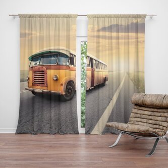 Závěs Autobus veterán: 2ks 140x250cm