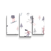 Obraz - 3-dílný Lyžaři: 75x50 cm