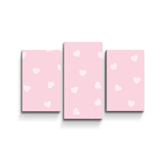 Obraz - 3-dílný Růžová srdíčka: 75x50 cm