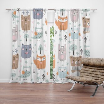 Závěs Animovaná lesní zvířátka: 2ks 140x250cm Závěs Animovaná lesní zvířátka: 2ks 140x250cm