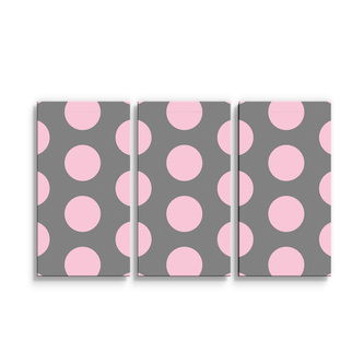 Obraz - 3-dílný Velké růžové puntíky: 120x80 cm