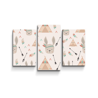 Obraz - 3-dílný Zajíček indián: 75x50 cm