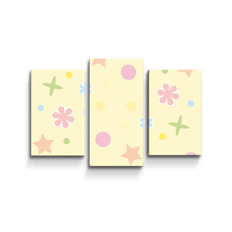 Obraz - 3-dílný Květiny na žluté: 75x50 cm