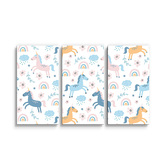 Obraz - 3-dílný Duhoví jednorožci: 120x80 cm