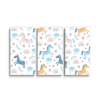 Obraz - 3-dílný Duhoví jednorožci: 120x80 cm
