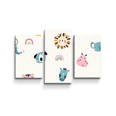 Obraz - 3-dílný Hroch, zebra a slunce: 75x50 cm