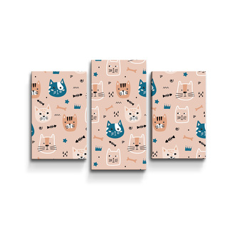 Obraz - 3-dílný Barevné kočičky: 75x50 cm