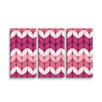 Obraz - 3-dílný Střídajíci růžové pletení: 120x80 cm