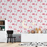 Tapeta Růžové rybky a sloni: 336x220 cm