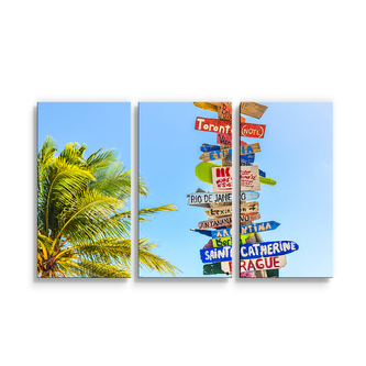 Obraz - 3-dílný Ukazatele měst: 120x80 cm