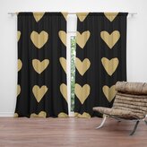 Závěs Zlatá srdíčka: 2ks 140x250cm