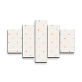 Obraz - 5-dílný Barevné tečky na béžové: 125x90 cm