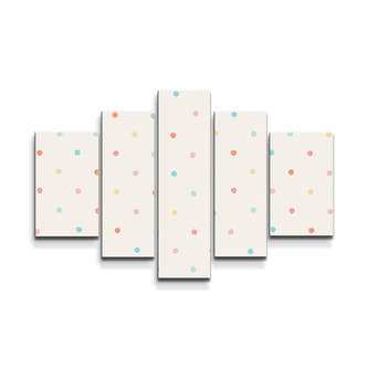 Obraz - 5-dílný Barevné tečky na béžové: 125x90 cm