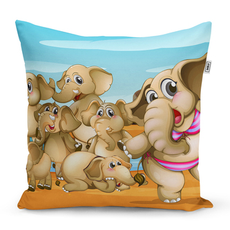 Polštář Sloni: 60x60 cm