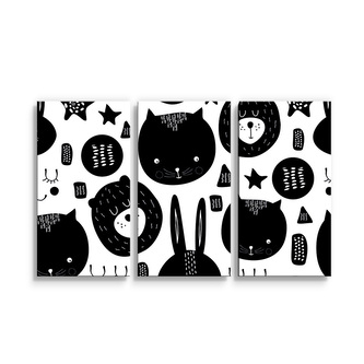 Obraz - 3-dílný Kočička a medvěd: 120x80 cm