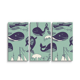 Obraz - 3-dílný Velryby: 120x80 cm