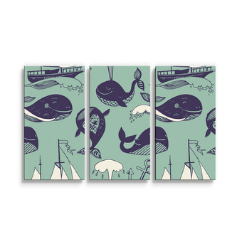 Obraz - 3-dílný Velryby: 120x80 cm
