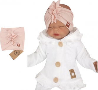 Z&Z Stylová bavlněná Čelenka/Turban, pudrová; 56-68 (0-6 m)