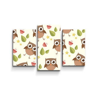Obraz - 3-dílný Sovy: 75x50 cm