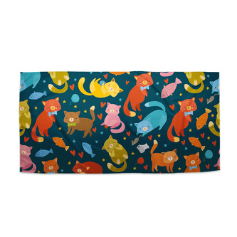 Ručník Kočky s rybkami: 70x140 cm Ručník Kočky s rybkami: 70x140 cm