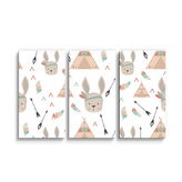 Obraz - 3-dílný Zajíci u stanu: 120x80 cm