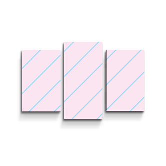 Obraz - 3-dílný Modré pruhy na růžové: 75x50 cm
