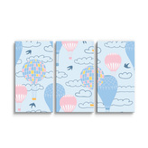 Obraz - 3-dílný Horkovzdušné barevné balóny: 120x80 cm