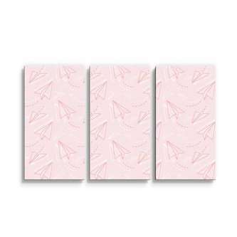 Obraz - 3-dílný Růžové papírové vlaštovky: 120x80 cm