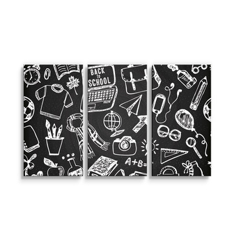 Obraz - 3-dílný Černobílá škola: 120x80 cm