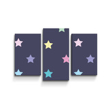 Obraz - 3-dílný Hvězdy na modré: 75x50 cm
