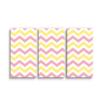 Obraz - 3-dílný Růžové a žluté klikyháky: 120x80 cm