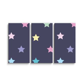 Obraz - 3-dílný Hvězdy na modré: 120x80 cm