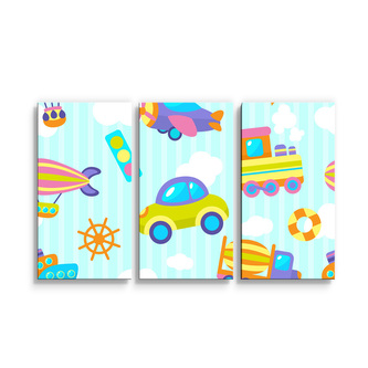 Obraz - 3-dílný Autíčka: 120x80 cm