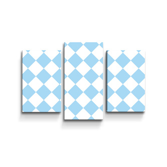 Obraz - 3-dílný Bílomodré kosočtverce: 75x50 cm