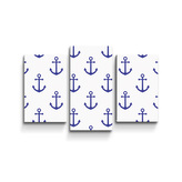Obraz - 3-dílný Modré kotvy: 75x50 cm