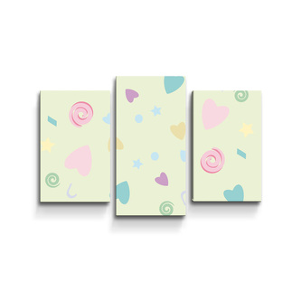 Obraz - 3-dílný Srdíčka a spirály XL: 75x50 cm