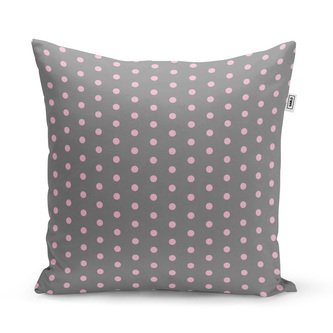 Polštář Růžové puntíky na šedé: 50x50 cm