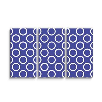 Obraz - 3-dílný Bílé kruhy na modré: 120x80 cm