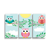 Obraz - 3-dílný Sovičky: 120x80 cm