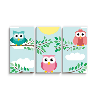 Obraz - 3-dílný Sovičky: 120x80 cm