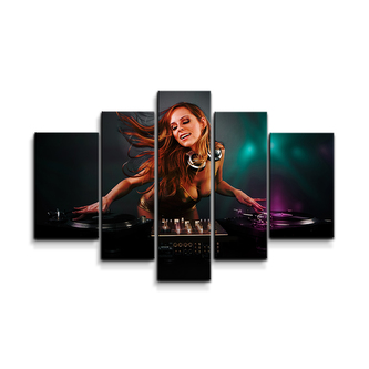 Obraz - 5-dílný DJka: 125x90 cm
