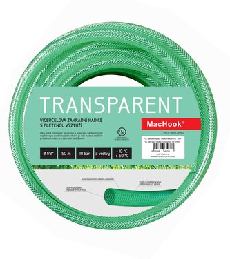 zahradní hadice TRANSPARENT 1/2" 50m zelená