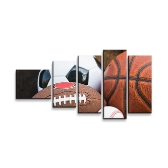 Obraz - 5-dílný Sportovní míče: 100x60 cm