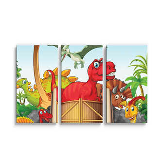 Obraz - 3-dílný Dinosauři 4: 120x80 cm