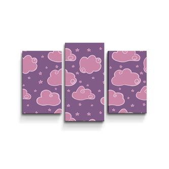 Obraz - 3-dílný Růžové obláčky: 75x50 cm