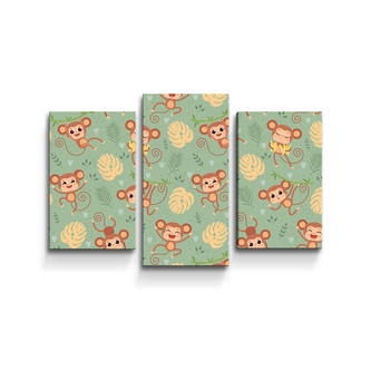 Obraz - 3-dílný Roztomilé opičky: 75x50 cm