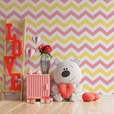 Tapeta Růžové a žluté klikyháky: 336x220 cm