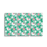 Obraz - 3-dílný Květiny a ptáčci: 120x80 cm