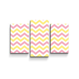 Obraz - 3-dílný Růžové a žluté klikyháky: 75x50 cm