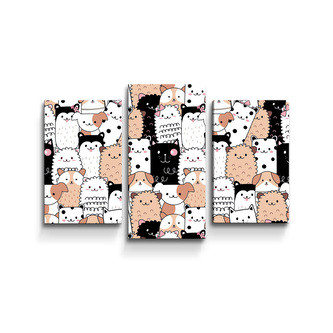 Obraz - 3-dílný Roztomilá zvířátka: 75x50 cm